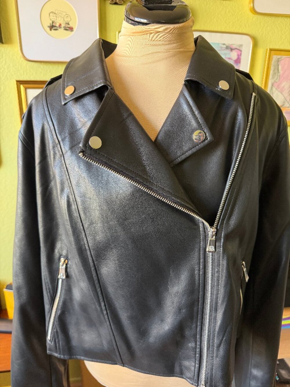NWT Eloquii Black Faux Leather Cropped Moto Jacket 18/20 Plus Size
